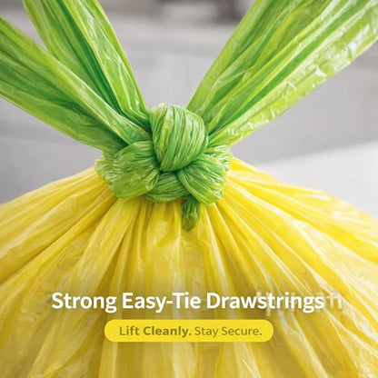 13 Gallon Biodegradable Trash Bags with Drawstring, 75 Count – 1.4 Mil Thick Plant Based Tall Kitchen Garbage Bags with Convenient Tear-free Dispensing, Heavy Duty Leak Resistant Green Garbage Liners