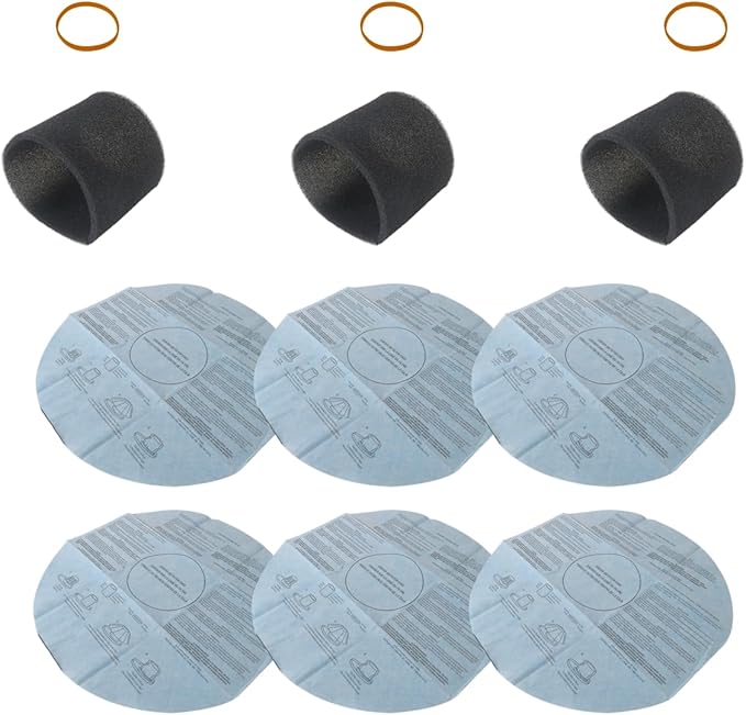 XSPANDER 6x Filters 90107/90137 and 3x Foam Sleeve 90585 & 3x Retaining Bands Fit for shop vac mini 1 gallon: 2011600(2E200); 1x1 vac: 2010100; Fit for Shop vac hang up (2015 Model)（12 Pieces)