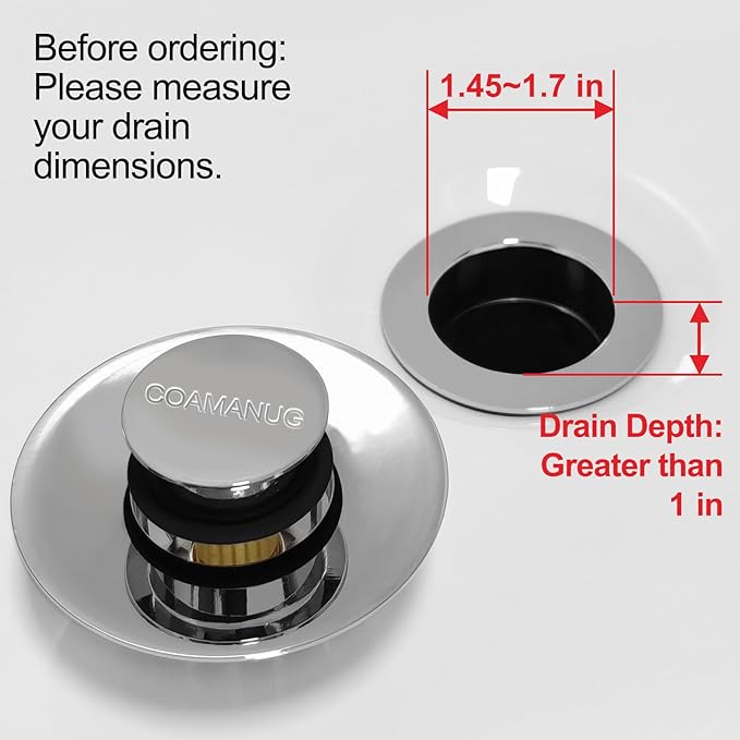 coamanug Bathtub Stopper | Shower Drain Hair Catcher, Pop-up Tub Stopper with Strainer | Bathroom Drain Plug | Drain Protector for 1-1/2 to 1-3/4"" Bath Drain Hole