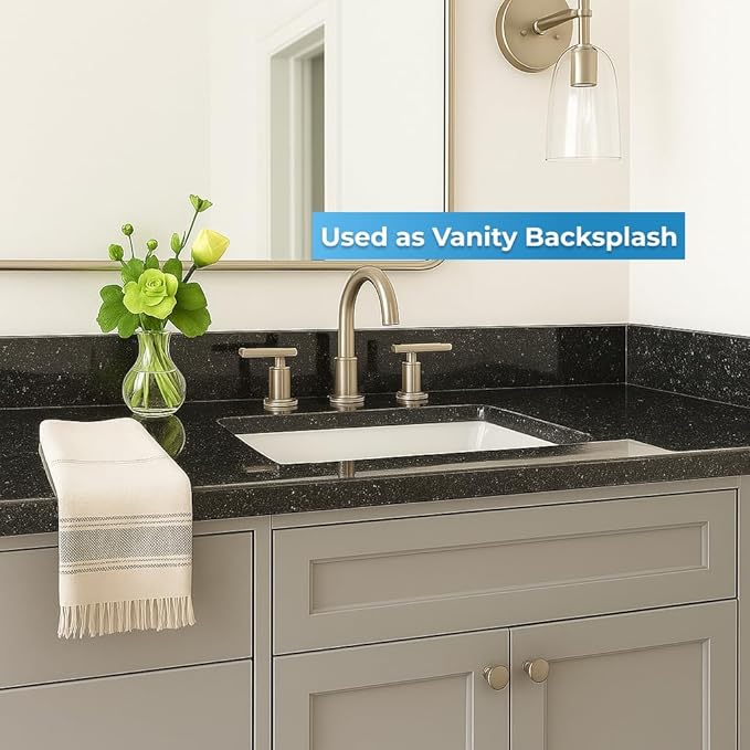 Bathroom Vanity Sink Backsplash/Sidesplash (Absolute Black Granite, 4" x 48")