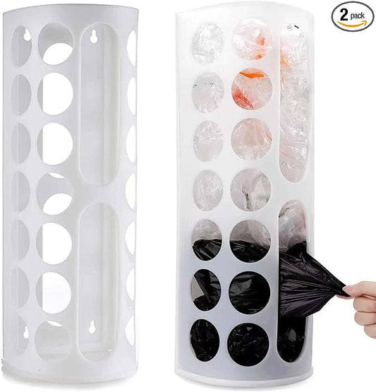 Lunies Plastic Bag Holder, Wall Mount Grocery Bag Dispenser, Trash Bag Storage organizer, Large Capacity kitchen organizer for Plastic Bag (2 packs)