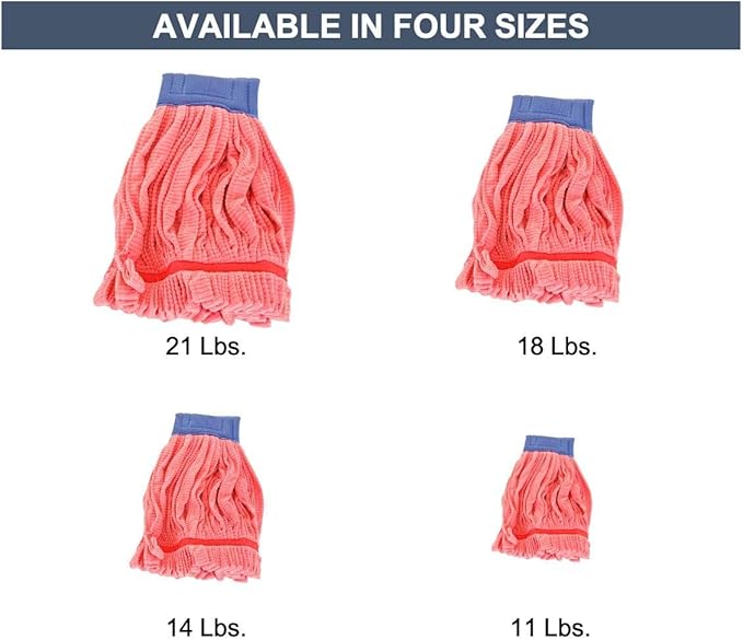 Arkwright Microfiber Tube Mop Head Replacement - Heavy Duty, Lint Free, Super Absorbent & Bleach-Safe, Janitorial Essential for Commercial & Industrial Floor Cleaning, 14 oz, Red