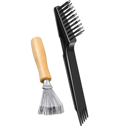 Boao 2 Pieces Hair Brush Cleaning Tool Comb Cleaner Brush Mini Comb Cleaning Hair Remover Tool for Removing Dust Home and Salon Use(Black, Wood Color,Polished Wooden Handle Rake)