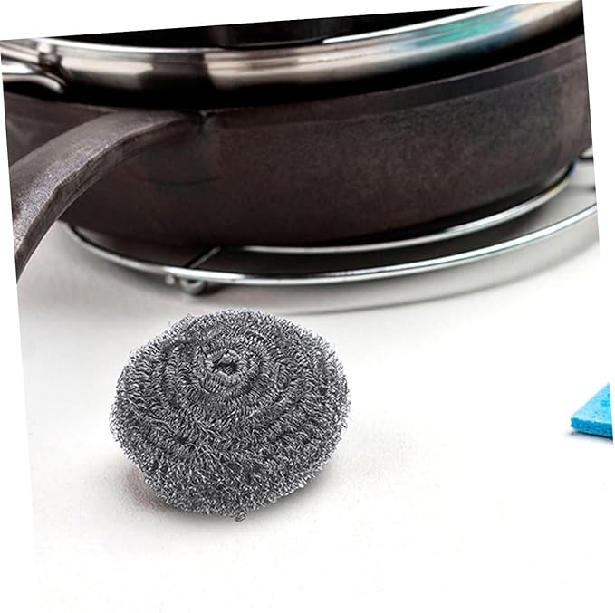 Cabilock 20pcs Pan Cleaning Scrubbers Metal Scrubber Balls for Pot Grill and Oven Cleaning Non-Shedding Kitchen Tool