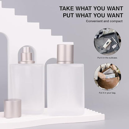 Frosted Glass Perfume Bottles Empty Refillable, 100ml /3.4oz Atomizer Sprayer, Cologne Bottles Empty with Perfume Dispenser