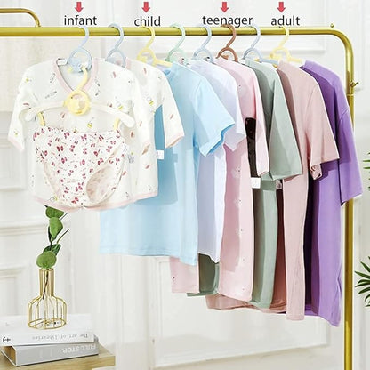 HGYZE Kid Hangers for Closet 50pcs, Pink Infant Clothes Hanger 11-14" Adjustable Plastic Baby Coat Perchas with Bear Hook, Non-Slip Children Outfit Hangars for Boy Toddler Newborn Teen Clothing