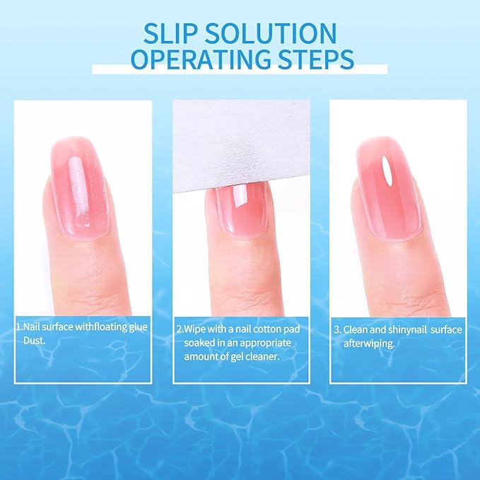 Poly Gel Slip Solution & Nail Cleaner - Professional Polyester Nail Gel Surface Cleaner for Nail Care (3pcs)40ml/1.35 fl oz