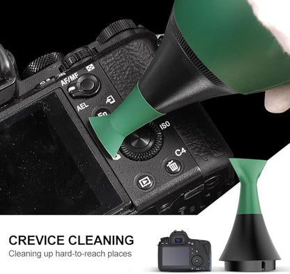 Electric Air Blower Kit, with 4 Soft Tip Silicone Replacable Nozzles, Mechanism Dust Blower and Vacuum Cleaner, Professional Air Blaster for Camera Sensor CCD CMOS (Green)