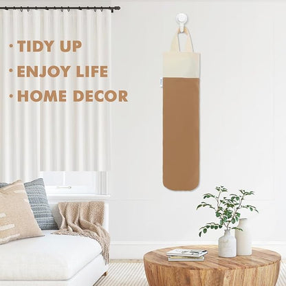 Plastic Bag Holder, Wall Mount Grocery Bag Holder for Plastic Bags Storage, Cotton Shopping Garbage Sack Organizer, Large Trash Bag Dispenser for Home Kitchen Decor
