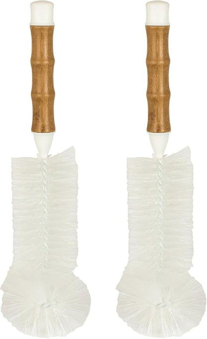 HIC Kitchen Water Bottle Brush, Natural Bamboo with Non-Scratch Bristles, Set of 2