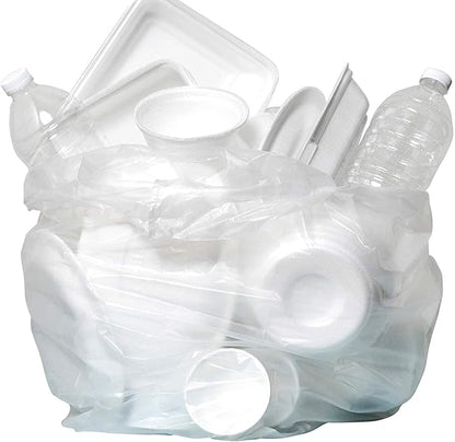 Aluf Plastics High Density Trash Bags, 10 Gallon, 4000 Count, 8 Micron (eq), 24" x 24", Clear, for Bathroom, Office, Industrial, Commercial, Janitorial, Municipal, Recycling