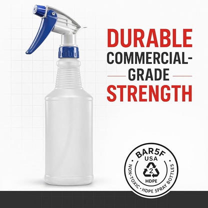 Bar5F Set of 4 Premium Empty 16 oz Spray Bottles, NBR Gasket - Superior Hydrocarbon Resistance - Ideal for Auto Detailing & Industrial Cleaning