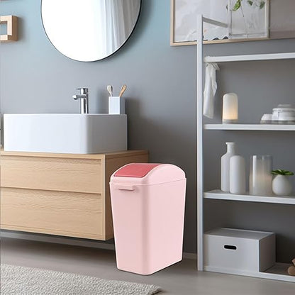 4.5 Gallon Trash Can with Swing Lid, Plastic Swing Top Trash Can (Pink)
