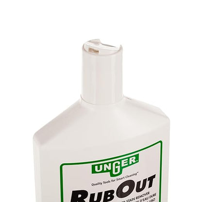 Unger Commercial RubOut Hard Water Stain Remover - 16 oz Professional Window and Glass Cleaner Solution - Removes Mineral Buildup, Rust, and Soap Scum for Clear Surfaces - RUB50