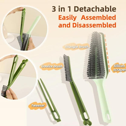 3-in-1 Detachable Crevice Cleaning Brush for Sinks, Faucets & Tile Grout, Multifunctional Narrow Gap Cleaner for Kitchen & Bathroom Dead Corners, Modern Aesthetic Detail Scrub Tool (2PCS)