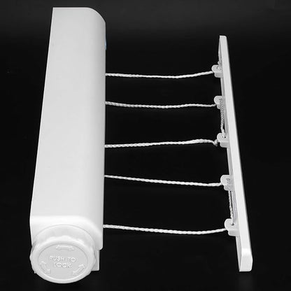 OUKENS Retractable Clothesline, Automatic 5 Ropes Telescopic Indoor Outdoor Wall Mounted Drying Rack with Hook, Expandable up to 12.3 ft, Punch Installation
