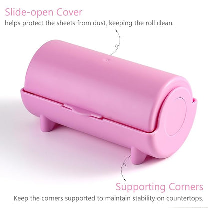 Nail Stamper Sticky Cleaner Roll with Case, Adhesive Paper Stickers for Stamping Gel Polish Removal, Lint Roll Cleaning Sheets, Nail Stamper Accessories Manicure Salon Supplies (Pink)