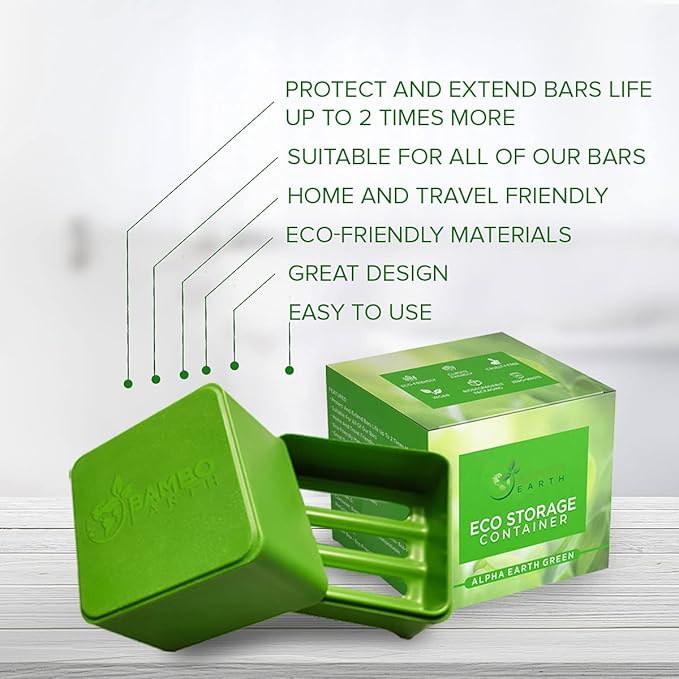 BAMBOEARTH Natural Eco-Friendly in-Shower Storage Container - Soap Dish Holder for Shampoo Conditioner & Body Bars Made of Bamboo - Extends Bar Life Plastic Free Zero Waste & Vegan (Green)