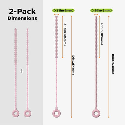 2 Pcs Silicone Straw Cleaner Brush, Extra Long Cleaning Brushes for Straws, 6mm&9mm, Pink