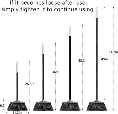Outdoor Indoor Broom for Floor Cleaning - 54 inch Outside Indoor Broom, Medium-Hardness Bristles Brooms for Sweep Outdoor, Angle Brooms for Floors Applied to Yards, Garages, Patios, and Walkways, etc