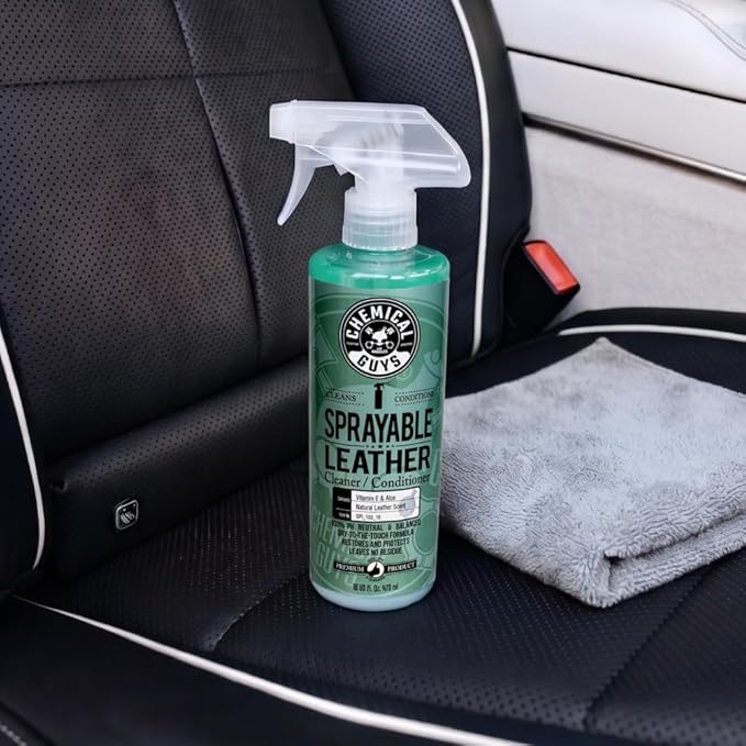 Chemical Guys Sprayable Leather Cleaner and Conditioner in One - Cleans, Conditions, and Protects Leather, Vinyl, Faux & More, Safe for Cars, Furniture & Apparel - 16 oz