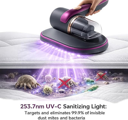 Mattress Vacuum Cleaner, Handheld UV Bed Vacuum Cleaner Effectively Clean Up Bed, Pillows, Cloth Sofas, Carpets and Ther Fabric Surfaces