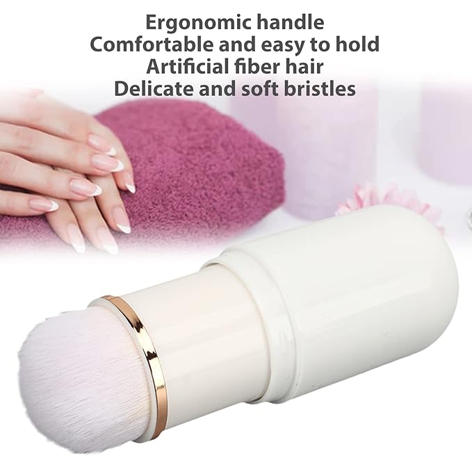 Nail Dust Brush, Nail Art Dust Powder Remover Brush Rhinestone Handle Nail Art Dust Cleaner Brush Professional Nail Art Tool Manicure Duster Tools for Acrylic Gel Nails (White)