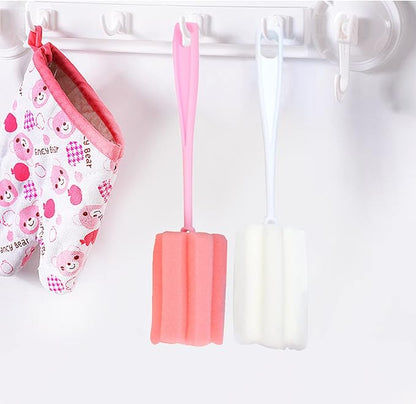 Bottle Brush Sponge 4PCS Cup Washer Brush Long Handle Cleaner Brush for Baby Bottle Glasswares Mugs Cups Kitchen Clean (4 PCS)