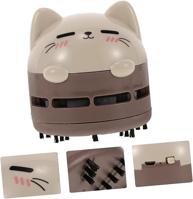 MERRYHAPY Cute Cat Design Handheld Vacuum Mini Desk Vacuum Rechargeable Dust Crumb Collector
