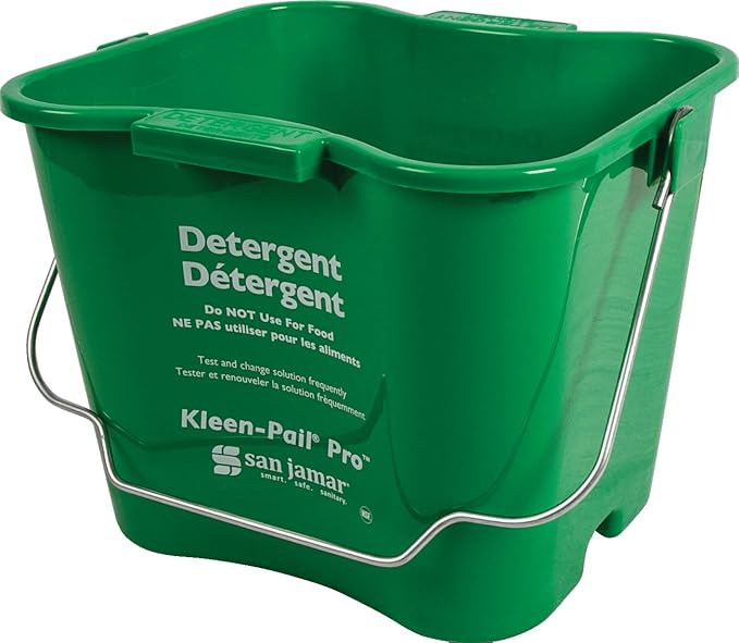 San Jamar Kleen-Pail Pro Detergent Pail Cleaning Bucket with Bail Handle for Cleaning, Kitchens, Restaurants, And Janitorial Use, Plastic, 6 Quarts, Green
