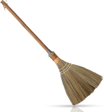 BMart Home Natural Whisk Sweeping Brownn Handle Broom - Vietnamese Straw Soft Broom for Cleaning Dustpan Indoor-Outdoor, Sofa, Car Hood, Decoration Items - 9.84'' Width, 29.75" Length
