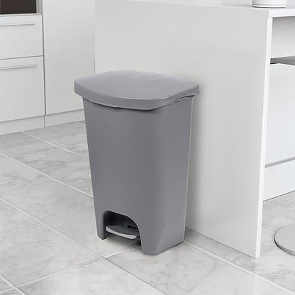 Glad Kitchen Trash Can | Large Plastic Waste Bin with Odor Protection of Lid | Hands Free with Step On Foot Pedal and Garbage Bag Rings, 13 Gallon, Grey