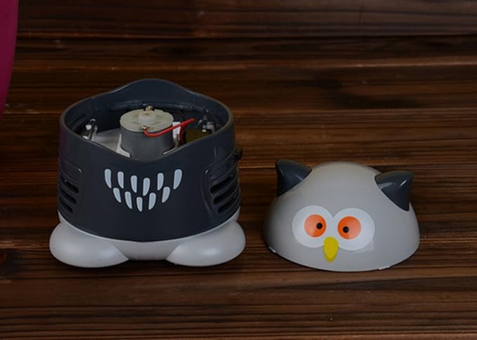 Portable Cartoon Mini Owl Table Dust Vacuum Cleaner Table Cleaning Assistance Keyboard Cleaning Dust Sweeper for Home Office by VESIPA