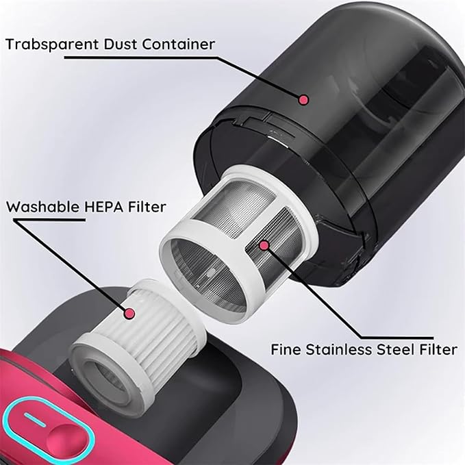 Bed Vacuum Dust Mites, 2025 Upgrade 12000pa Bed Vacuum, Mattress Cleaner Machine Deep Cleaner with Uv-C Light, 8,000 Vibrations Per Minute (Black)