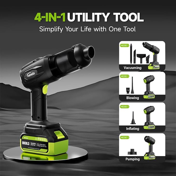 Handheld Car Vacuum Cordless, Portable Cars Vacuum Cleaner with High Power, Powerful 4-in-1 Hand Held Air Duster Fast Cleaning for Car,Home,Office,Pet Hair（Green）