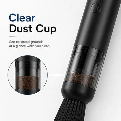 Coffee Grinder Vacuum Cleaner, Rechargeable Mini Vacuum for Coffee Grounds, Espresso Machine & Barista Station Cleaning Tool with 4 Attachments, Portable Desktop Cleaner for Home Baristas