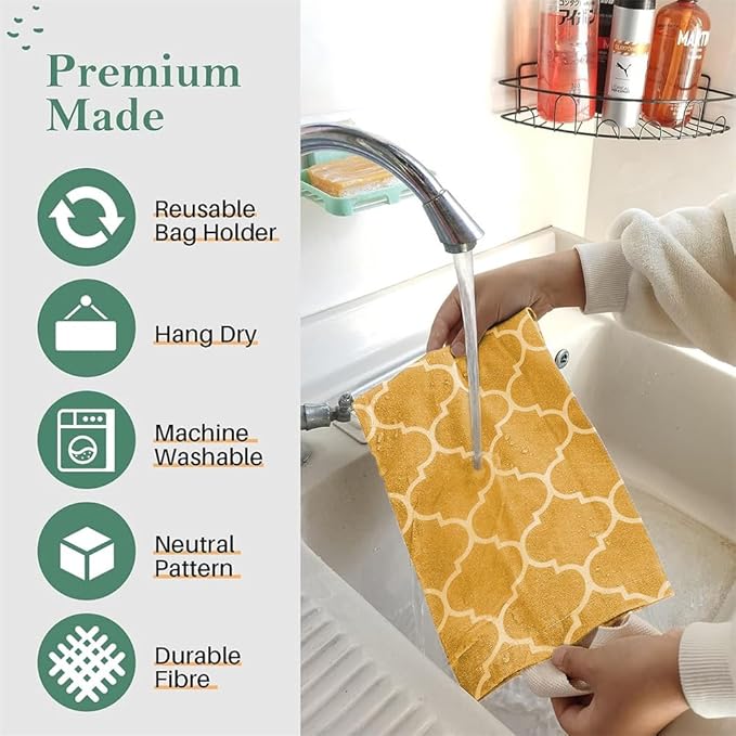 Plastic Bag Holder, Washable Grocery Bag Holder for Plastic Bags Storage Dispenser with Hanging Loop, Wall Mount Trash Bags Dispenser for Home Kitchen Cabinet