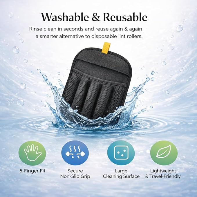 2 PCS Upgraded Pet Hair Removal Gloves with Snug Elastic Wrist Electrostatic Five-Finger Reusable Fur Remover for Cats & Dogs, Effortless Cleaning Tool for Couch, Carpet, Clothing & Car Seats