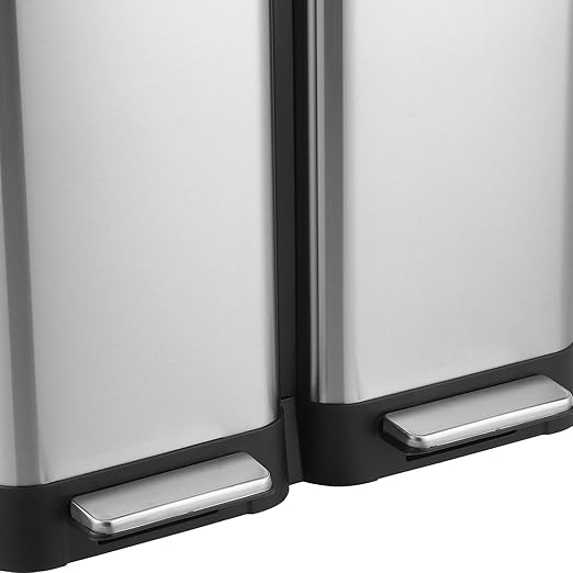 GarveeHome 16 gal Step-Open Dual Trash and Recycling Bin with Soft-Close Lid, Modern, Minimalistic for Home, Kitchen, Laundry Room, Office, Bedroom, Bathroom, Without Inner Bucket, 60 L(2x30 L)