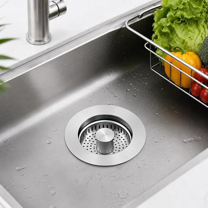 Kitchen Sink Drain Strainer 3-in-1,Pop-Up Stopper & Anti-Clogging Basket - 304 Stainless Steel Sink Strainer Anti-Clogging Sink Drain Strainer for US Standard Kitchen Drain
