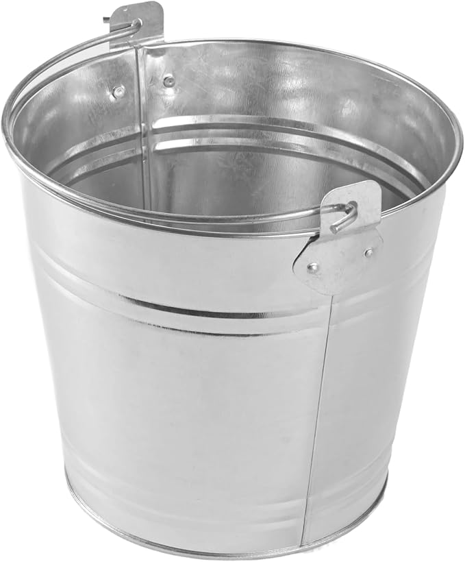 American Metalcraft PTUB87 Natural Galvanized Steel Pail with Handle - 1.16 Gallon, 8 Inch Diameter - Durable, Commercial Steel Construction - Classic Tabletop Serving Pail, Silver