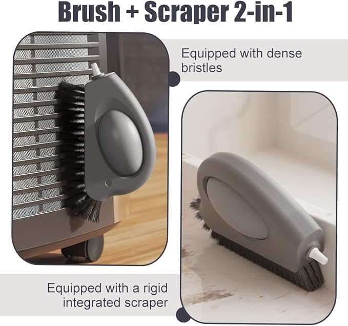 3 in 1 Cleaning Brush, Window Track Cleaner with Hard Bristle and Hidden Scraper Multifunctional Cleaning Tool for Sliding Door Track, Window Sill, Window Seal