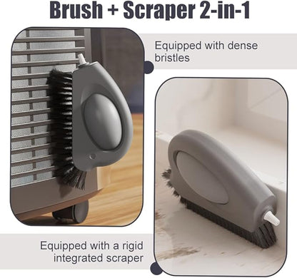 3 in 1 Cleaning Brush, Window Track Cleaner with Hard Bristle and Hidden Scraper Multifunctional Cleaning Tool for Sliding Door Track, Window Sill, Window Seal