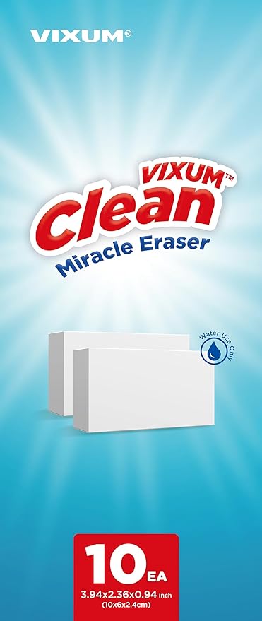 CLEAN Miracle Eraser Pads, 10 Count – Multi-Surface, Chemical-Free Cleaning Pads for Home (10, 3.94 x 2.36 x 0.94)