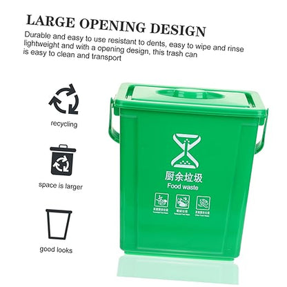 Garneck Bucket with Lid and Sturdy Handle Indoor Kitchen Waste Pail for Food Scraps Practical Plastic Bin for Household Waste Sorting and Easy Carrying