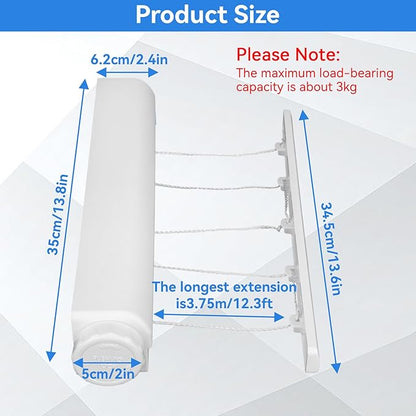 Retractable Clothesline, Clothes Line Retracting Outdoor Wall Mounted Telescopic Clothesline Indoor Outdoor Clothes Line for Laundry Drying (Five Ropes)