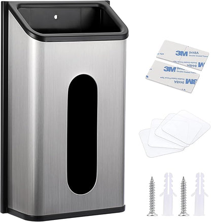 Sumnacon Grocery Bag Dispenser Wall Mount Stainless Steel Bag Dispenser for Plastic Bags Sturdy Grocery Bag Holder with Screws Adhesives Decorative Plastic Bag Holder for Kitchen Pantry Cabinet