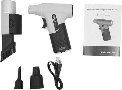 Electric Air Duster, 13000RPM Compressed Blower Fan Multi-Functional Tiny Electric Cleaner 3 Speeds Adjustable Rechargeable Air Blower for Keyboard PC Deep, Car, Home Cleaning (Grey)