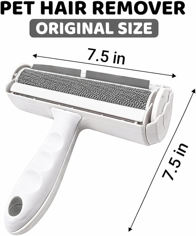Pet Hair Remover Roller with 2 Grooming Gloves Reusable Lint Remover for Dogs and Cats (Gray)