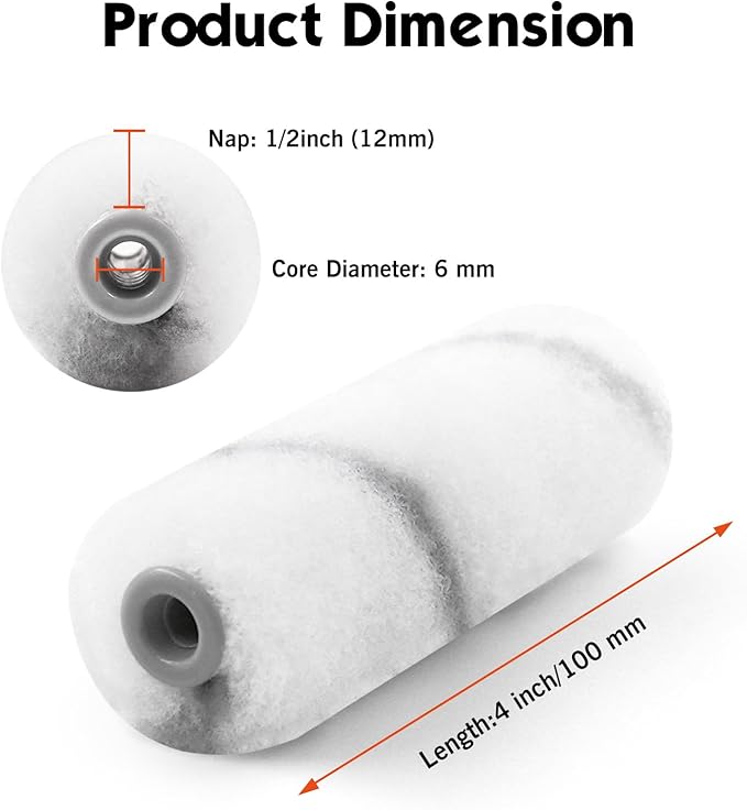 ROLLINGDOG Contractor’s Dog 4 Inch Mini Paint Roller Covers- 4" Polyester Roller Sleeves with 1/2" Nap for Semi Smooth to Semi Rough Surfaces (Pack of 10)